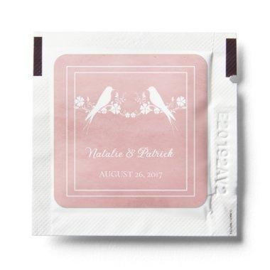 Pink Lovebird Floral Wedding Hand Sanitizer Packet