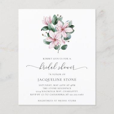 Pink Magnolia Budget Bridal Shower Invitations