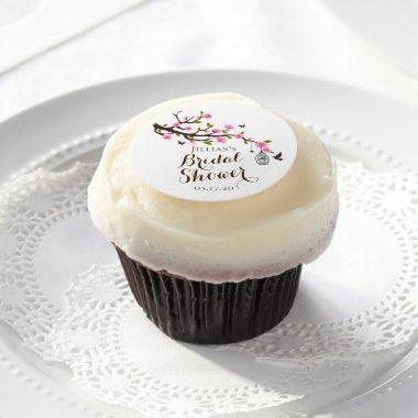 Pink Magnolia Custom Bridal Shower Cupcake Topper Edible Frosting Rounds