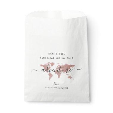 Pink Map World Adventure Travel Theme Favor Bag