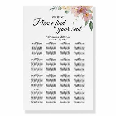 Pink Mauve Vintage Floral Seating Chart Welcome Foam Board