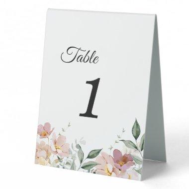 Pink Mauve Vintage Floral Table Number Tent Sign