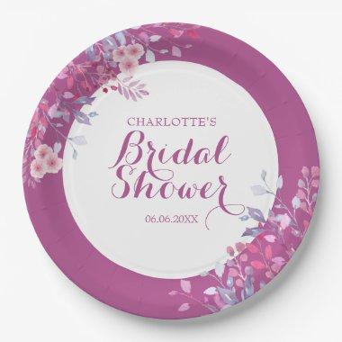 Pink Meadow Floral Bridal Shower Paper Plates