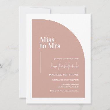Pink Minimal Half Arch Miss to Mrs Bridal Shower I Invitations