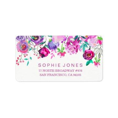 Pink Mint Flowers Bridal Shower Address Labels