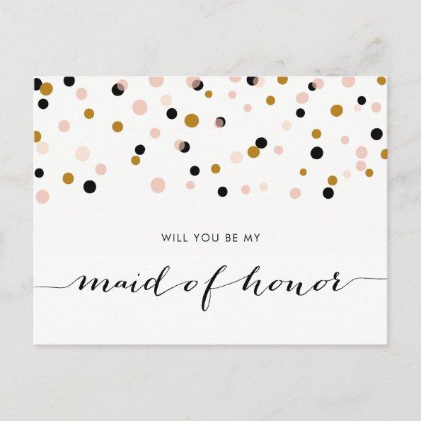 Pink Modern Confetti Will You Be My Maid of Honor Invitation PostInvitations