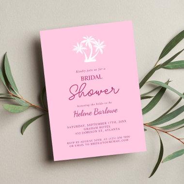Pink Modern Minimalist Tropical Bridal Shower Invitations