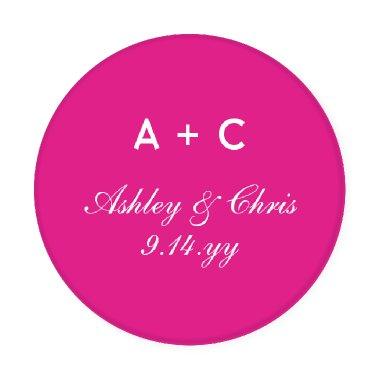 Pink Modern Personalized Wedding Reception Favor Coaster Set
