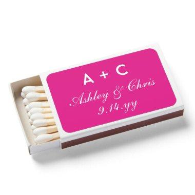 Pink Modern Personalized Wedding Reception Favor Matchboxes