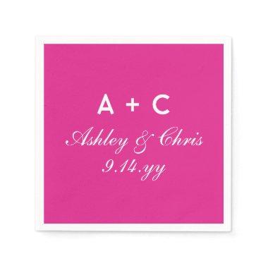 Pink Modern Personalized Wedding Reception Favor Napkins