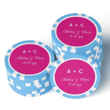 Pink Modern Personalized Wedding Reception Favor Poker Chips