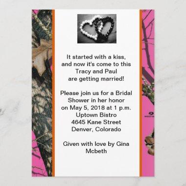 Pink Mossy Oak Bridal Shower Invitations