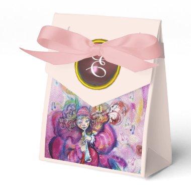 PINK MUSICAL CLOWN GEM STONE MONOGRAM FAVOR BOXES