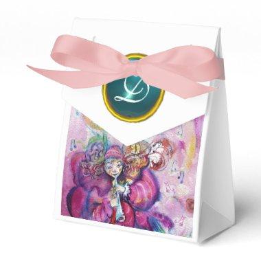 PINK MUSICAL CLOWN TEAL BLUE GEM STONE MONOGRAM FAVOR BOXES