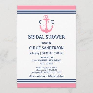 Pink Nautical Bridal Shower Invitations