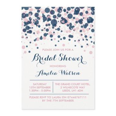 Pink & Navy Confetti bridal shower Invitations