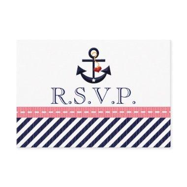 Pink Navy Nautical Anchor RSVP Response Invitations