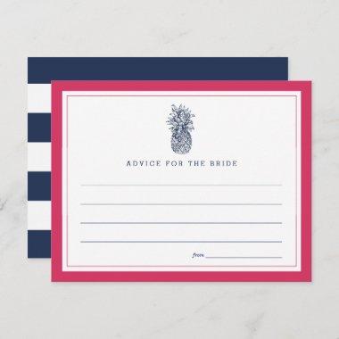 Pink & Navy Pineapple Bridal Shower Advice Card
