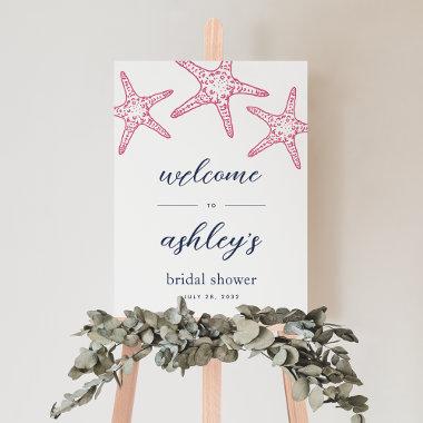 Pink & Navy Starfish Bridal Shower Welcome Sign