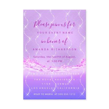 Pink Ocean Bridal Sweet 16th Spark Confetti Purple