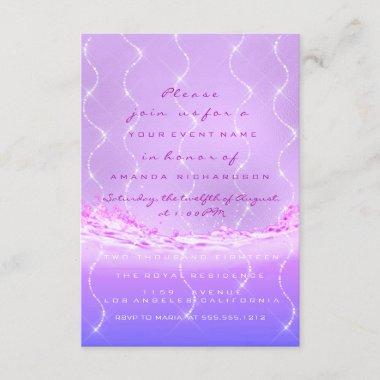 Pink Ocean Bridal Sweet 16th Spark Confetti Waves Invitations