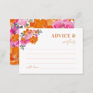Pink Orange Floral Bridal Shower Advice and Wishes Enclosure Invitations