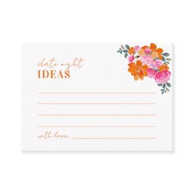 Pink Orange Floral Bridal Shower Date Night Ideas Enclosure Invitations