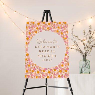 Pink Orange Floral Cute Bridal Shower Welcome Sign