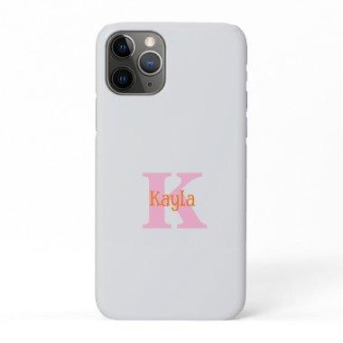 Pink Orange Grey Gray Girly Modern Custom Color iPhone 11 Pro Case