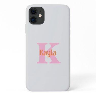 Pink Orange Light Grey Gray Custom Color Cool iPhone 11 Case