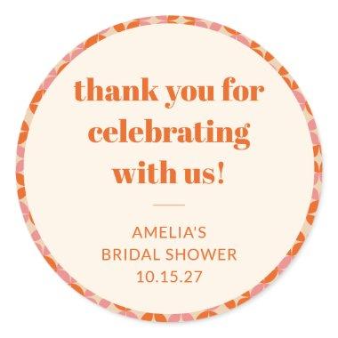 Pink Orange Mid Century Custom  Thank Classic Round Sticker
