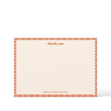 Pink Orange Mid Century Mod Custom Bridal Shower Thank You Invitations