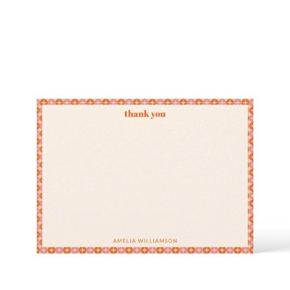 Pink Orange Mid Century Mod Custom Bridal Shower Thank You Invitations