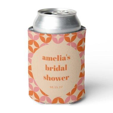 Pink Orange MidCentury Modern Custom Bridal Shower Can Cooler