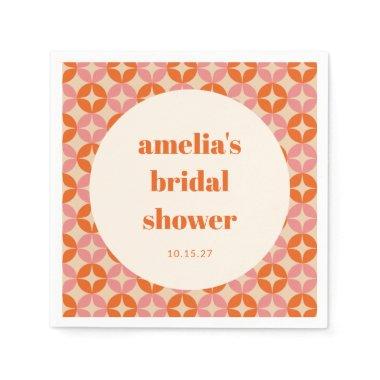 Pink Orange MidCentury Modern Custom Bridal Shower Napkins