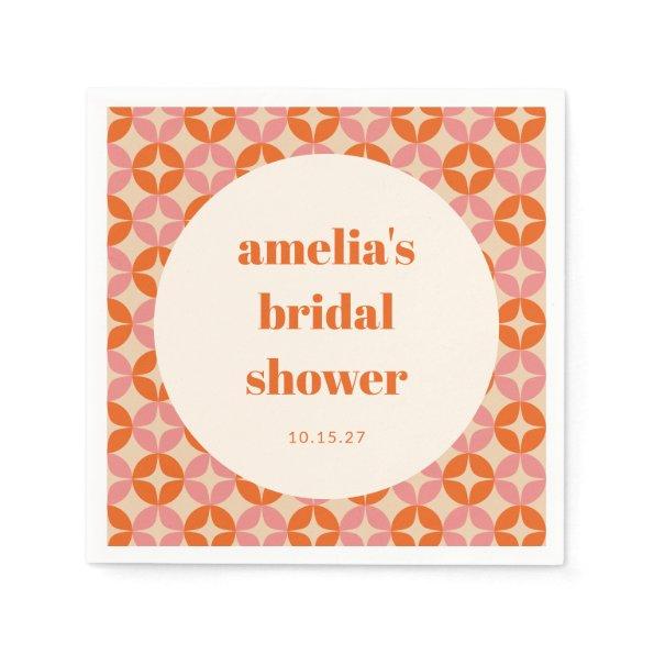 Pink Orange MidCentury Modern Custom Bridal Shower Napkins