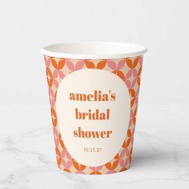 Pink Orange MidCentury Modern Custom  Paper Cups