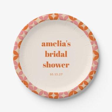 Pink Orange MidCentury Modern Custom  Paper Plates