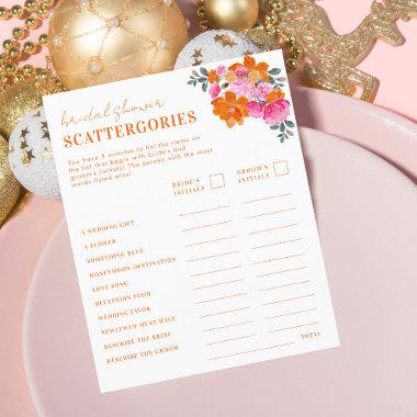 Pink & Orange Scattergories Bridal Shower Game