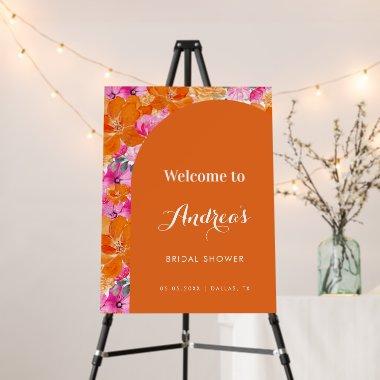 Pink & Orange Vibrant Summer Bridal Shower Welcome Foam Board