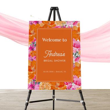 Pink Orange Vibrant Summer Bridal Shower Welcome Foam Board