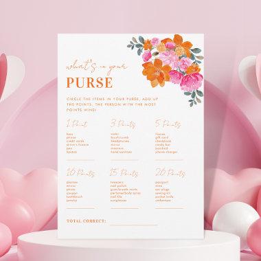 Pink Orange Whats in Your Purse Bridal Shower Game Invitations