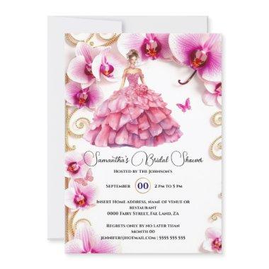 Pink orchid ballgown floral flowers bride to be