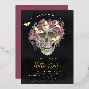 Pink Orchid Floral Skull Halloween  Foil