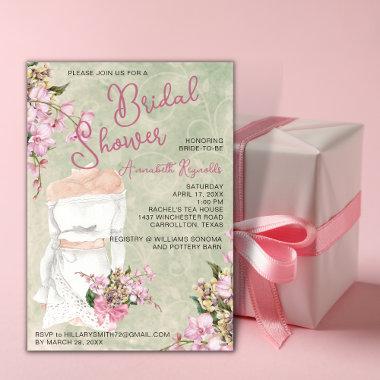 Pink Orchid Watercolor Bridal Shower Invitations