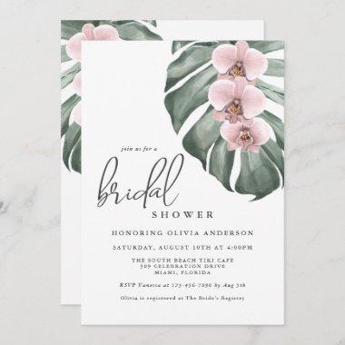 Pink Orchids Tropical Paradise Bridal Shower Invitations