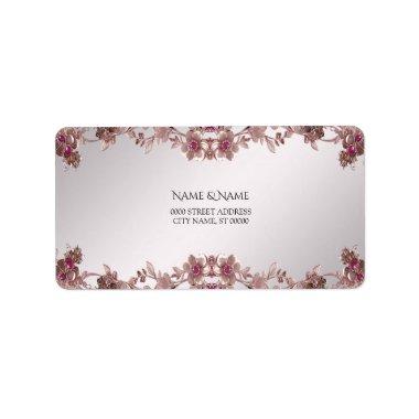 Pink Ornate Floral Address Label