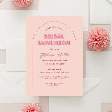 Pink Outline Bold Type Bridal Luncheon Invitations