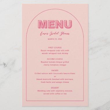 Pink Outline Bold Type Bridal Shower menu Invitations
