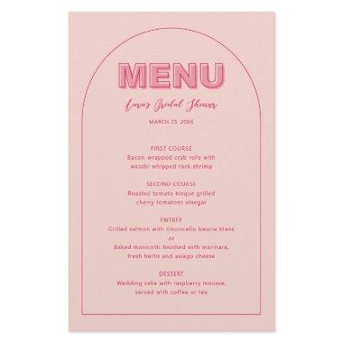 Pink Outline Bold Type Bridal Shower menu Invitations